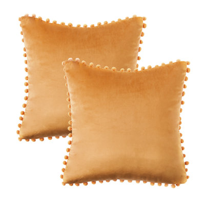 Silky Velvet Series Pom-poms Decorative  Pillow Cover