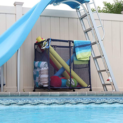 Bac de rangement pour piscine flottant, balles, jouets et équipement, très grand