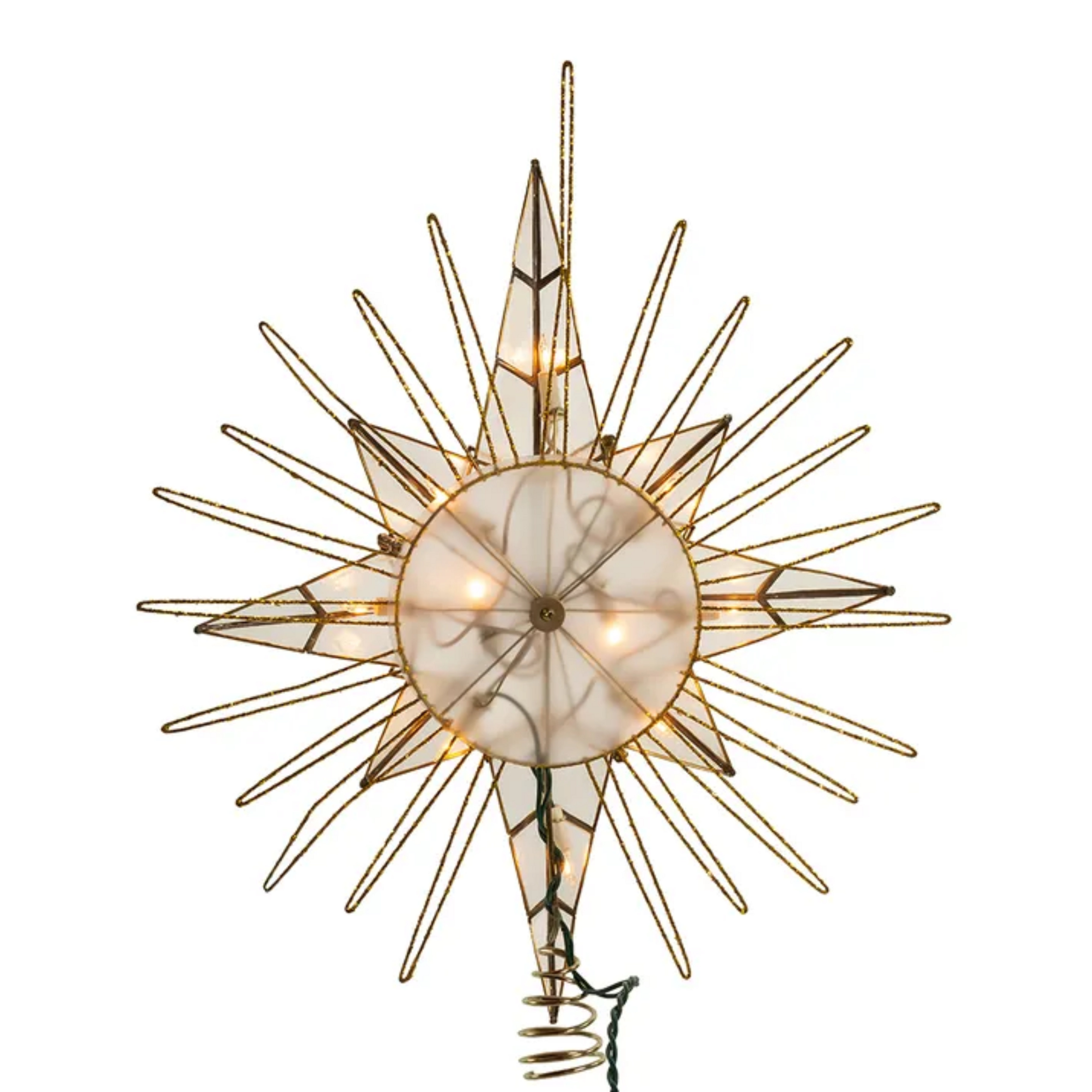Kurt S. Adler 11-Light 12-Inch Battery-Operated LED Bethlehem Star Tree Topper - Silver Glitter For Christmas