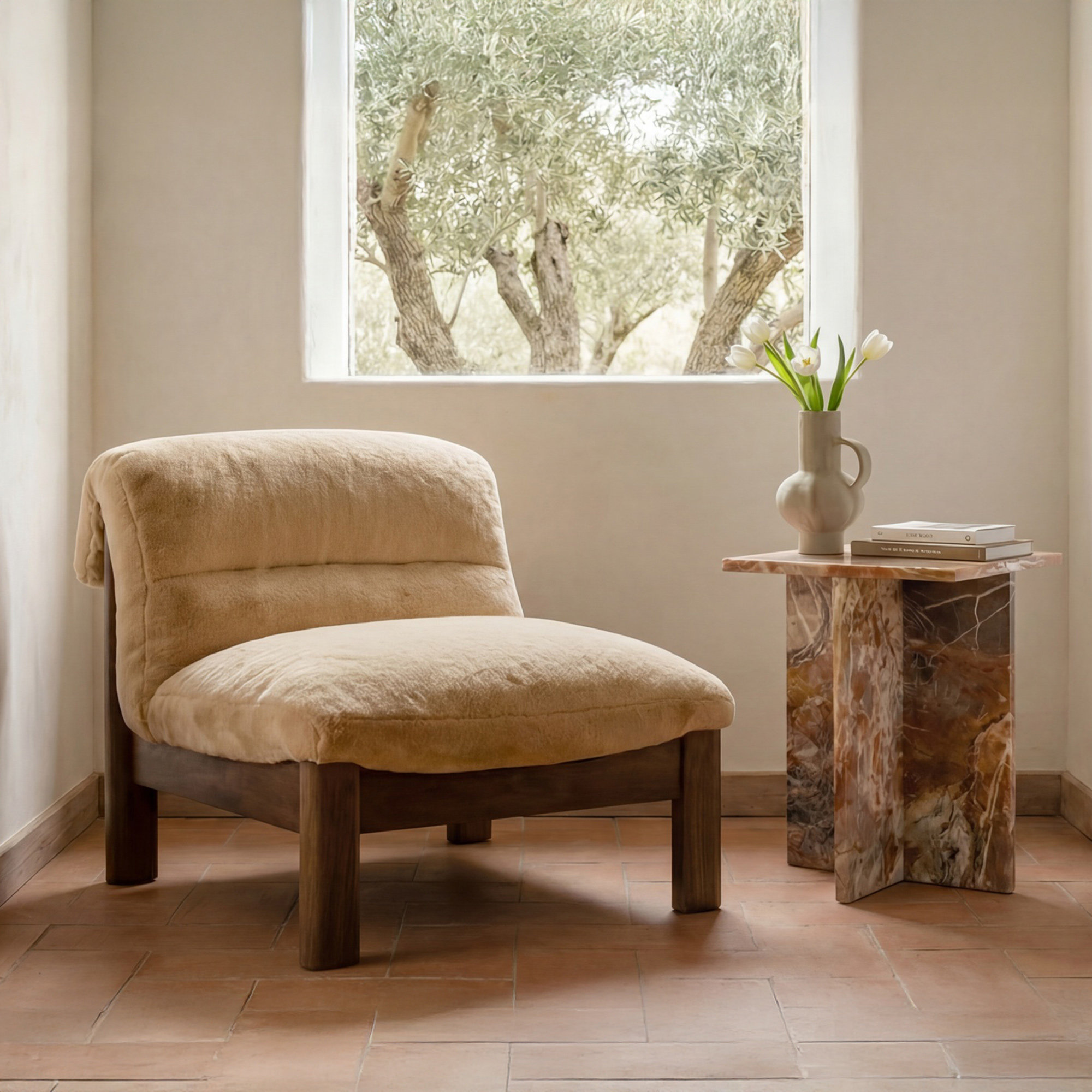 Pierce Accent Slipper Chair, Brown