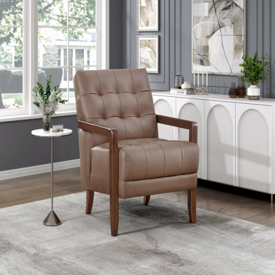 Chaise d'appoint - Ensemble de meubles en bois capitonné et capitonné de style moderne au fini brun noyer
