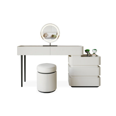 Makeup Vanity with Light mirror,5 drawers,Power Outlet