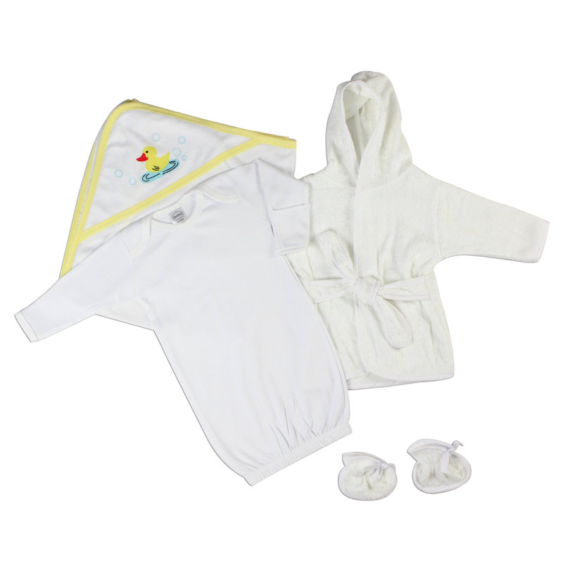 Newborn Unisex White and Yellow Cotton Blend Layette Set