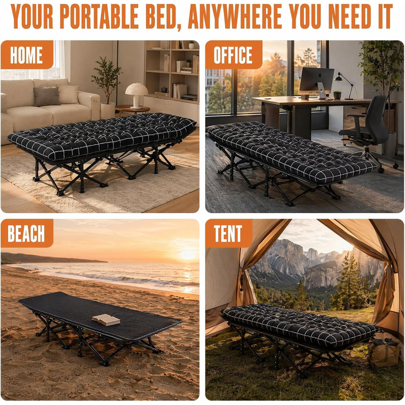 Folding Daybed Camping Cot with Mattress