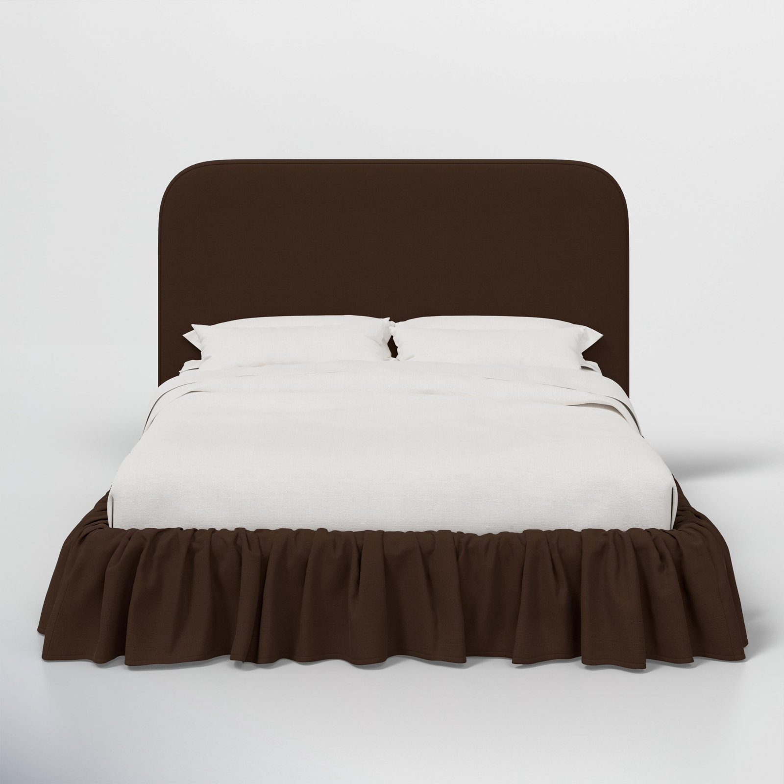 Maggie Ruffle Platform Bed, King, Classic Chocolate Linen