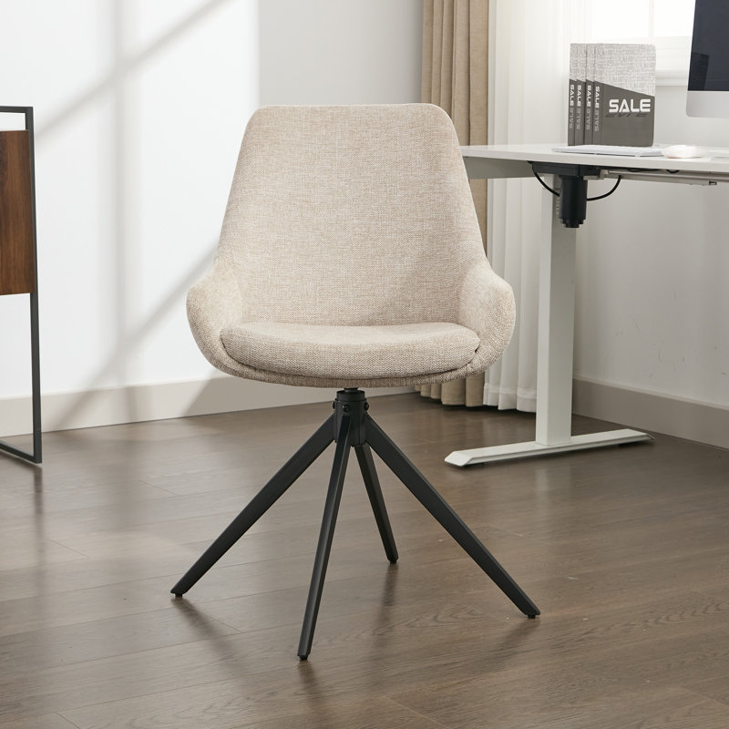 Chaise de bureau en lin Loklun, Beige