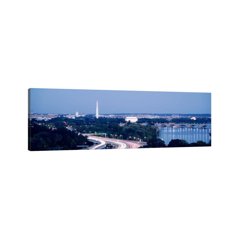Evening Washington DC - Wrapped Canvas Panoramic Print, 152.4 cm H x 50.8 cm W x 3.175 cm D
