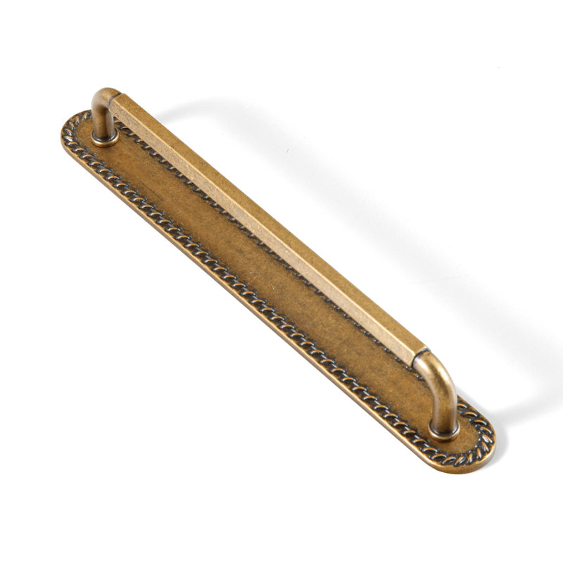 Poignée de bar classique avec contre-plaque (G016), 7 3/5", Laiton antique