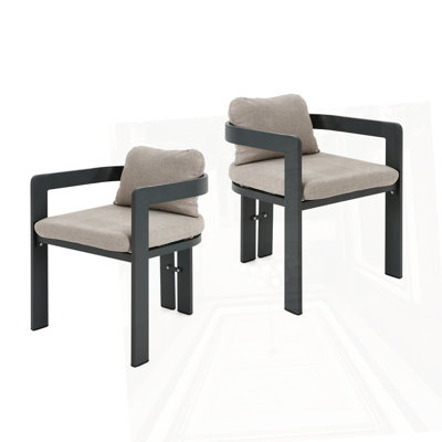 Chaise de patio d'extérieur en aluminium, ensemble de 2