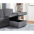 89"W Dark Gray Fabric Sleeper Sectional Sofa With Reversible Storage Chaise, USB & USB-C Charging Ports, Cupholders, Pillows