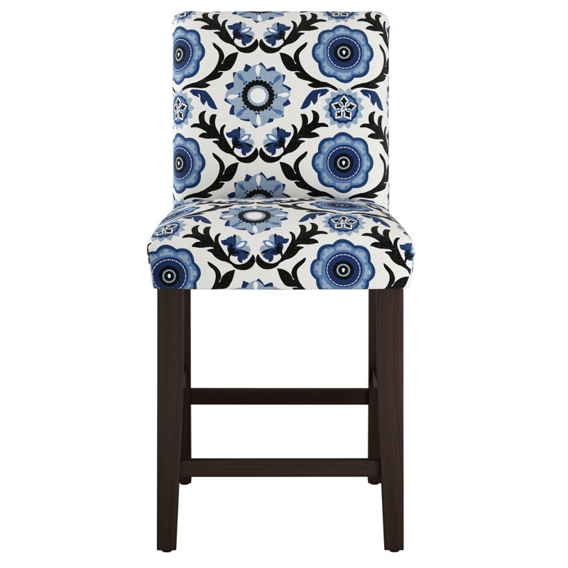 Tabouret de bar et de comptoir Sylva, Tabouret de comptoir (siège d'une hauteur de 26 p, Bleu Tulum, Espresso