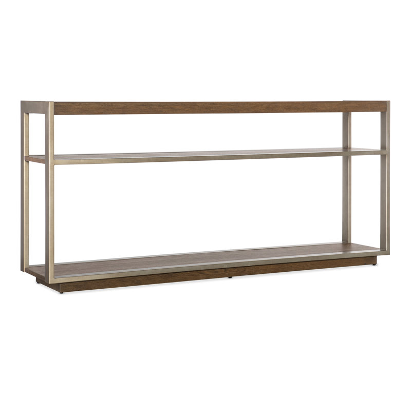 Medium Oak and Metal Console Table with Marble Top