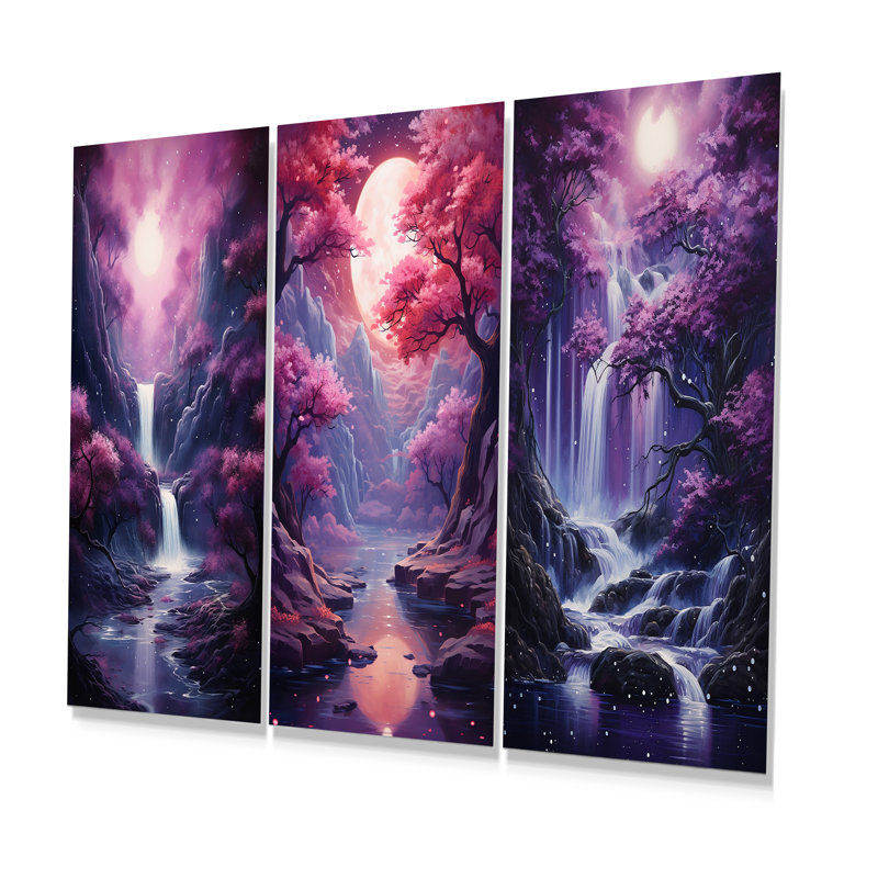 Surréalisme prune cosmique Cascade, H 28 po x l 36 po