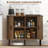 Sideboard Storage Cabinet Buffet With Storage, Nordic Coffee Bar With Slatted Tambour Doors And Metal Legs, Walnut