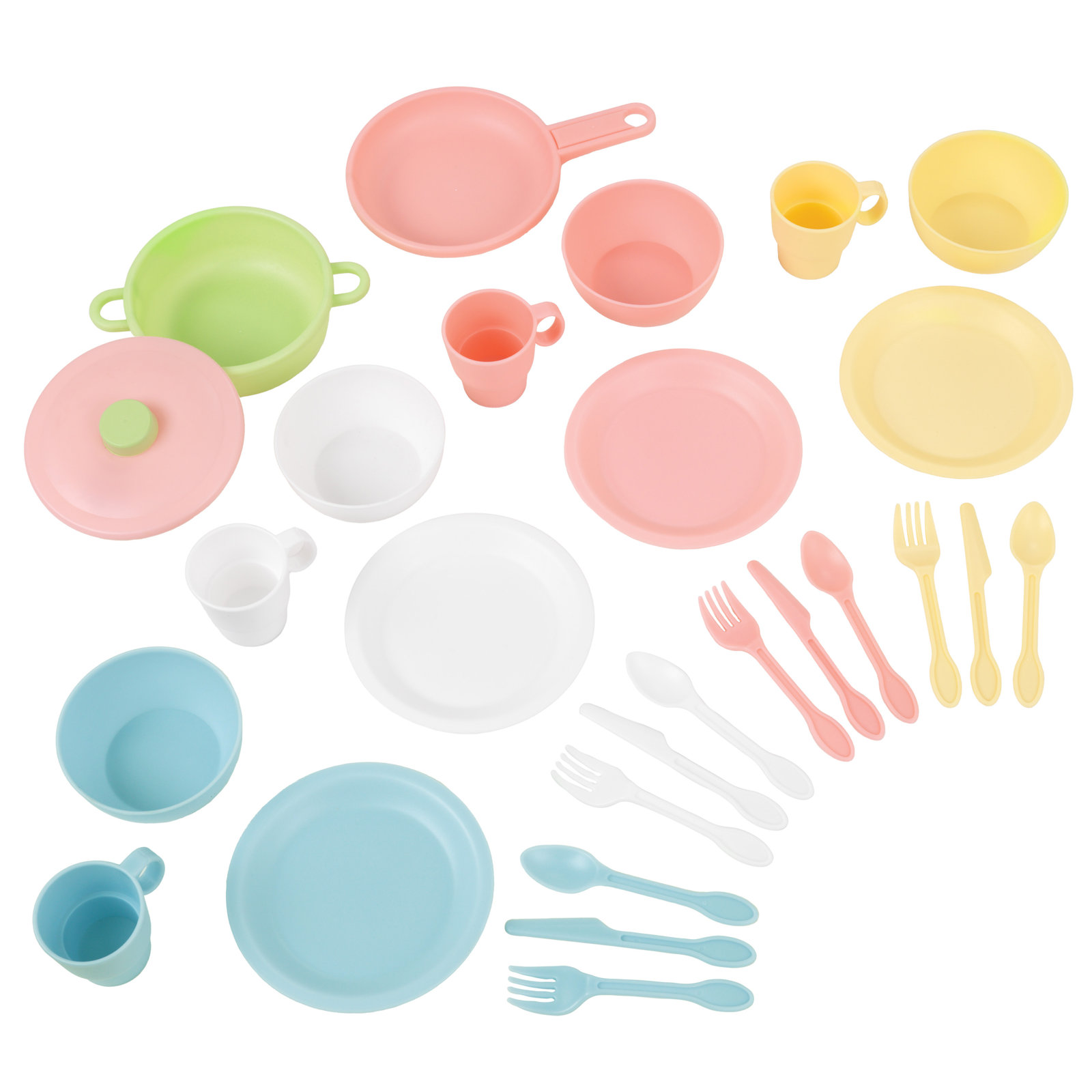 Play Dishes & Utensils Set, Pastel