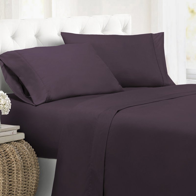 Soft Microfiber Sheet Set - Basics by Wayfair™, Eggplant, Twin Sheet Set with 1 Pillowcases