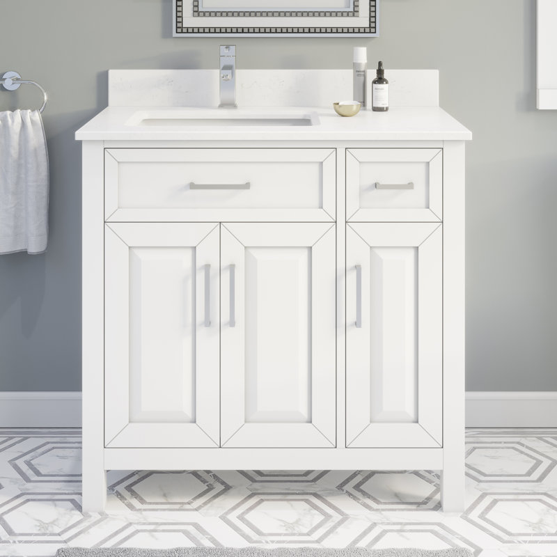 Meuble-lavabo simple 36 po x 22 po Terrence avec barre d'alimentation et prise USB Terrence , Blanc, 36"