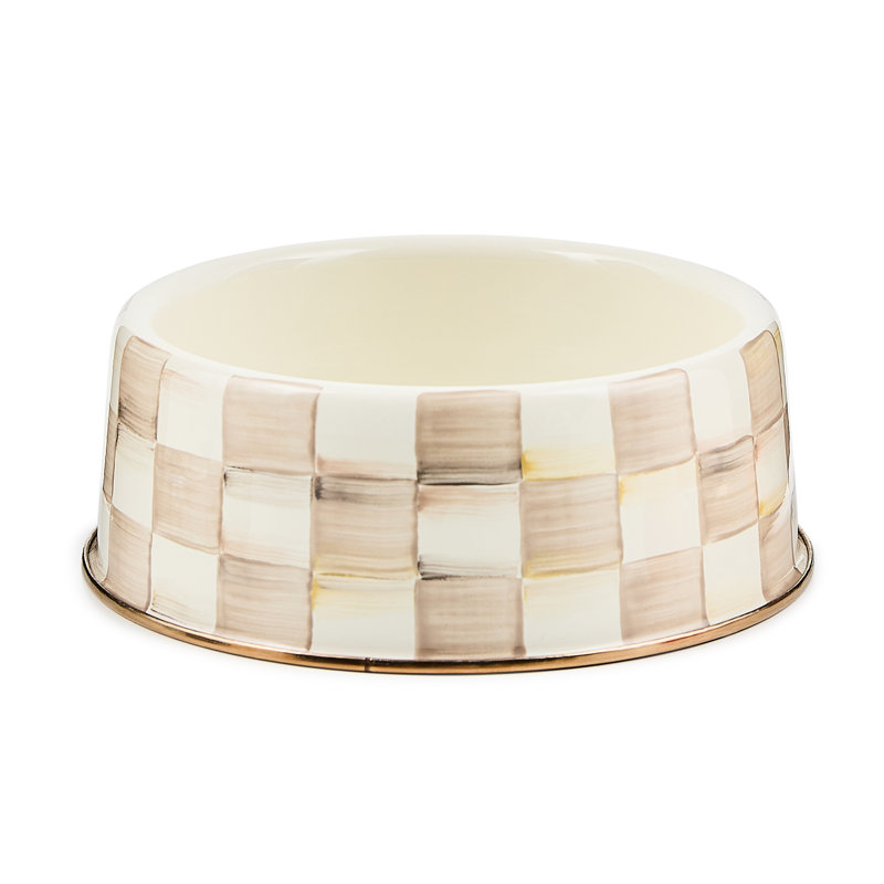 Mocha Check Cat Dish, 5 cups, Brown/White