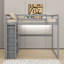 Lit mezzanine double en bois avec garde-robe, tablettes et lumière DEL-325544982