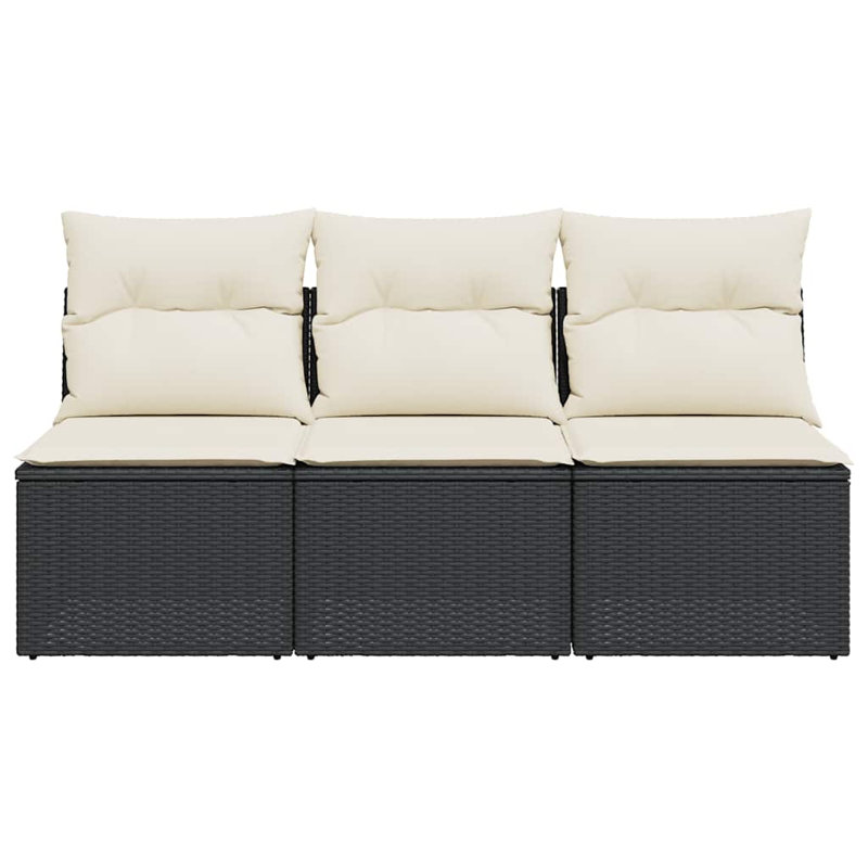 Canapé de jardin d'extérieur noir et blanc crème de style contemporain, H 27,2 po x l 65 po x P 24,4 po, Cream White