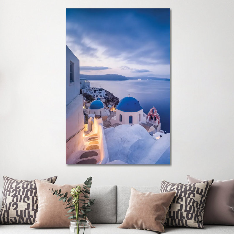 Town Of Oia At Dusk, Santorini, Greece by Jan Becke - Wrapped Canvas Print, 152.5 cm H x 101.5 cm W