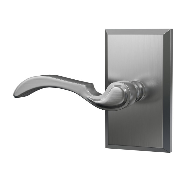 Levier de passage Bravura 903-G1 sur rosette rectangulaire biseautée en nickel satiné - droite, Nickel satiné, Droite