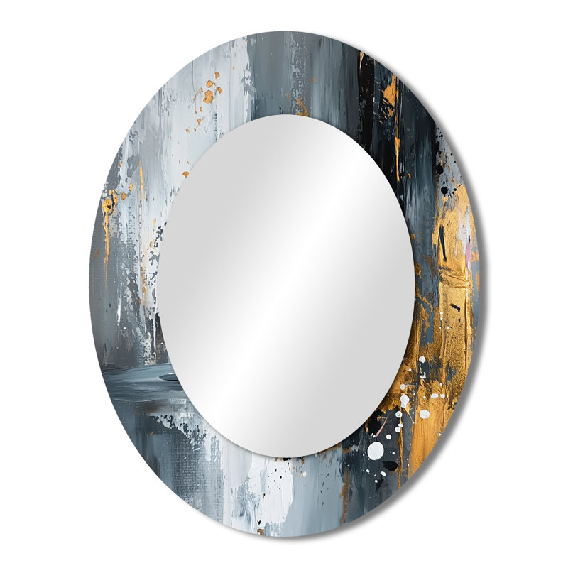 Gold Cheetahs Quick Call Accented With Grey I - Traditional Oval Wall Mirror, 43" x 33"