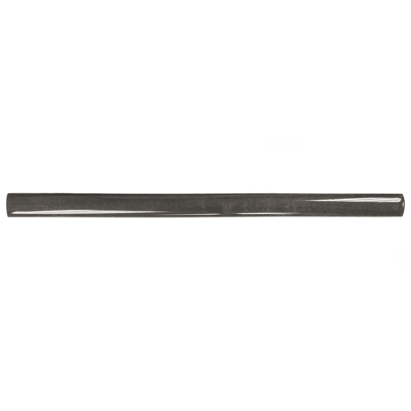 Coco Demi-Bullnose 1/2 In. X 7-7/8 In. Ceramic Wall Trim, Glossy Black Hat