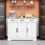 Buffet blanc pour bureau à domicile, Flavour, portes à 3 tiroirs, buffet de style construction, 3D / 3D, décoration