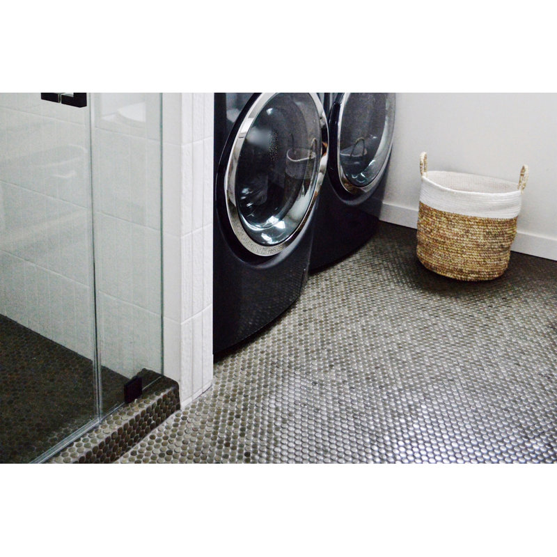 Penny Porcelain Mosaic Tile, Silver Sage