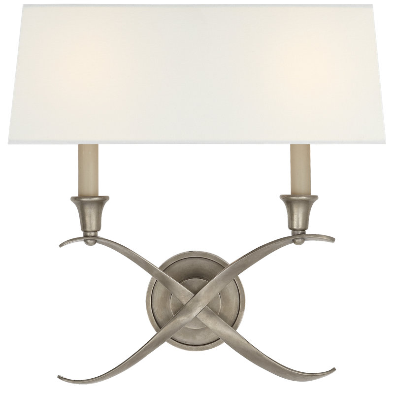 Chapman & Myers Cross Bouillotte Large Sconce, Antique Nickel, Fabric