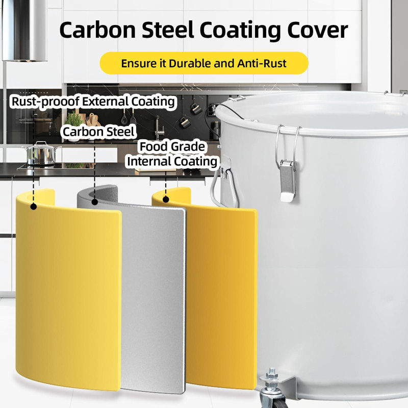 16 Gal Fryer Grease Bucket, Oil Disposal Caddy, Steel Fryer Oil Transport Container with Rust-Proof Coating, Grease Can with Lid & Lock Clips & Filter Bag for Cooking Oil Filtering