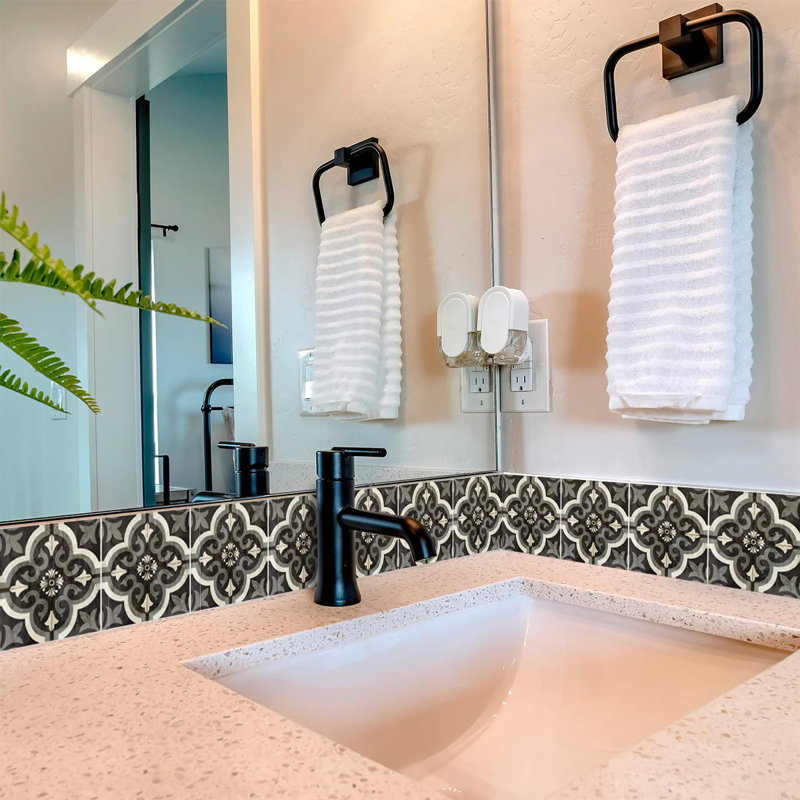 5x5 Inch Black and White Vinyl Peel and Stick Mosaic Tiles