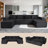 132.2" U-Shaped Cloud Sectional Sofa – Deep Seat, Black Upholstered, Modern Living Room Couch, No Assembly, Spacious & Comfortable-1949871322