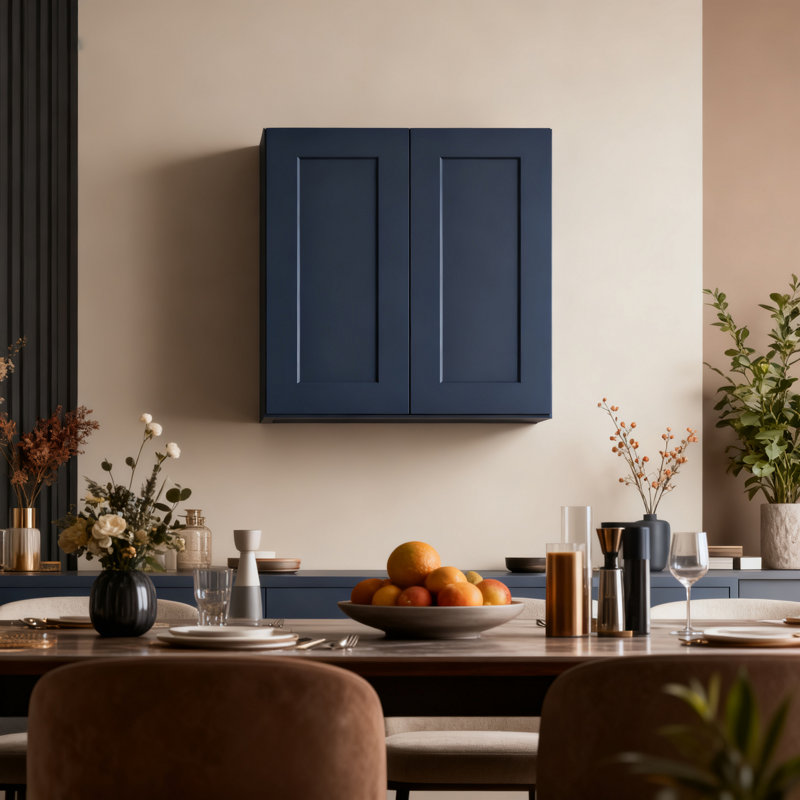 Armoire murale en bois massif bleu marine Shaker 30 po, Bleu, H 30 po x l 30 po x P 12 po