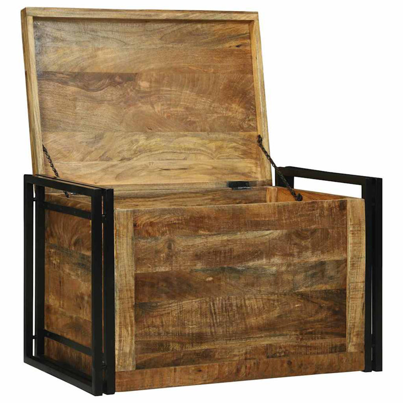 vidaXL Storage Box 31.50 x 19.69 x 19.69 in Rough Mango Wood