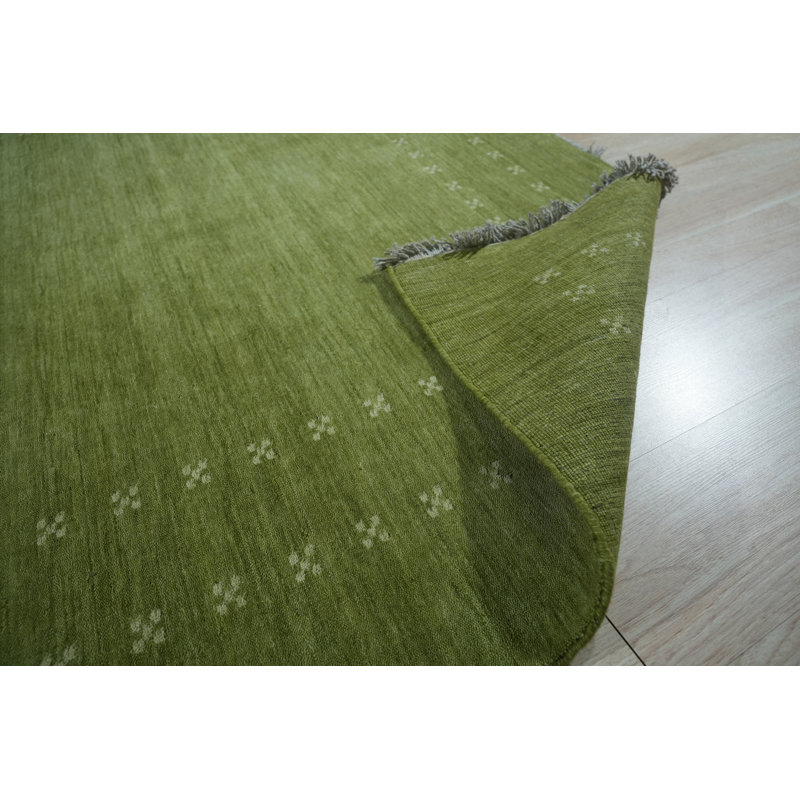Tapis olive en laine fait à la main Northome, Rectangle 6 pi x 9 pi