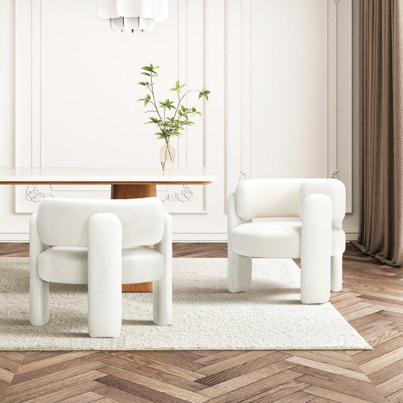 Velvet Upholstered Barrel Armchair, Cream
