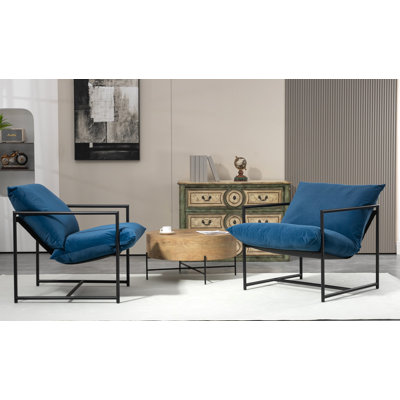 Fauteuil d'appoint élégant en velours moderne, fauteuil inclinable contemporain à structure en métal avec coussin de siège profond pour bureau à domicile