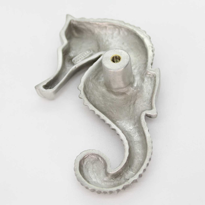 2 3/8" Seahorse Right Facing Small Knob, 3.75" H x 2.25" W, Brushed Nickel