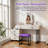 Adjustable Vanity With Led Mirror - Modern Makeup Table With Storage Drawers & Side Cabinet For Bedroom