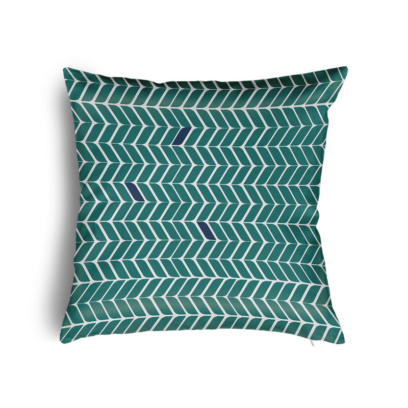 Modern Leaf Pattern Accent Pillow with Insert, Teal, 16"H x 16"W