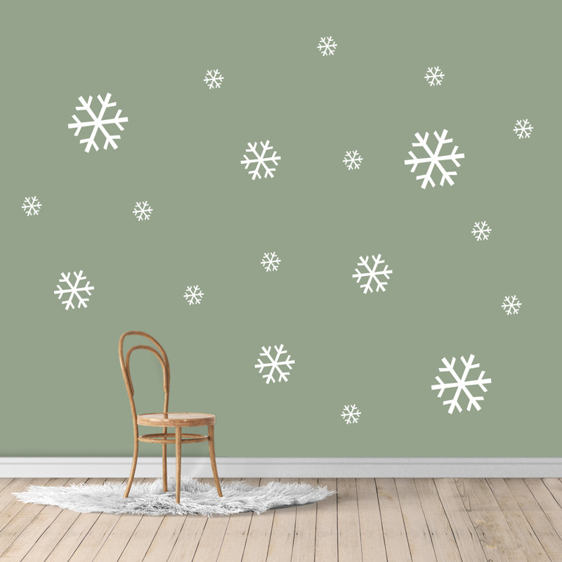 Ensemble de 19 décalcomanies murales flocon de neige, Blanc