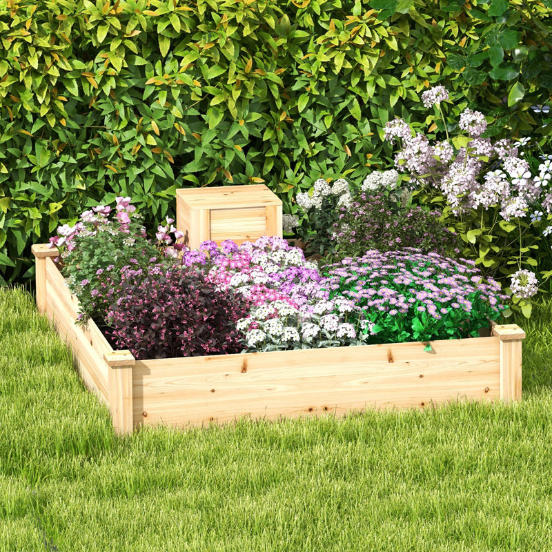 Arlmont & Co. Raised Fir Wood Garden Bed 49" X 49" Open Base Garden Bed W/ Composting Bin