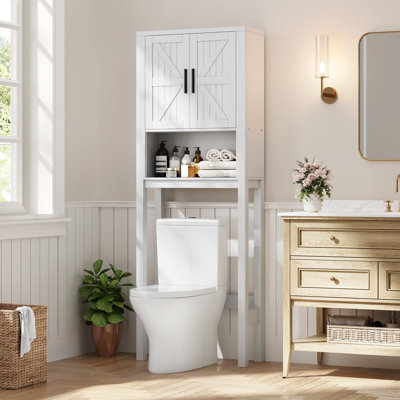 Over The Toilet Cabinet, 65in Tall Freestanding Bathroom Storage Shelf with Open Shelf, for Bathroom
