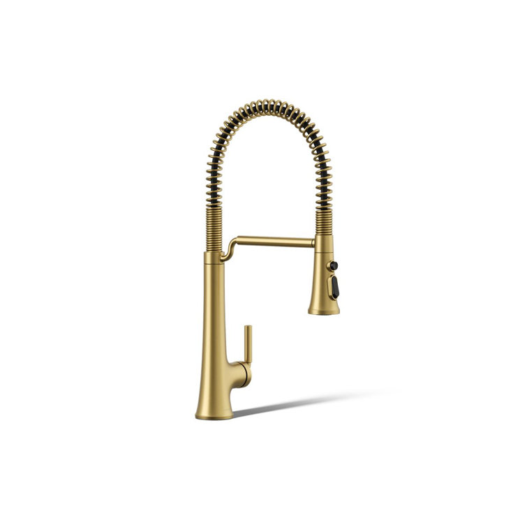 Kohler Tone Single Handle Semi-Professional Pre-Rinse Kitchen Sink Faucet with Three-Function Pull Down Sprayer