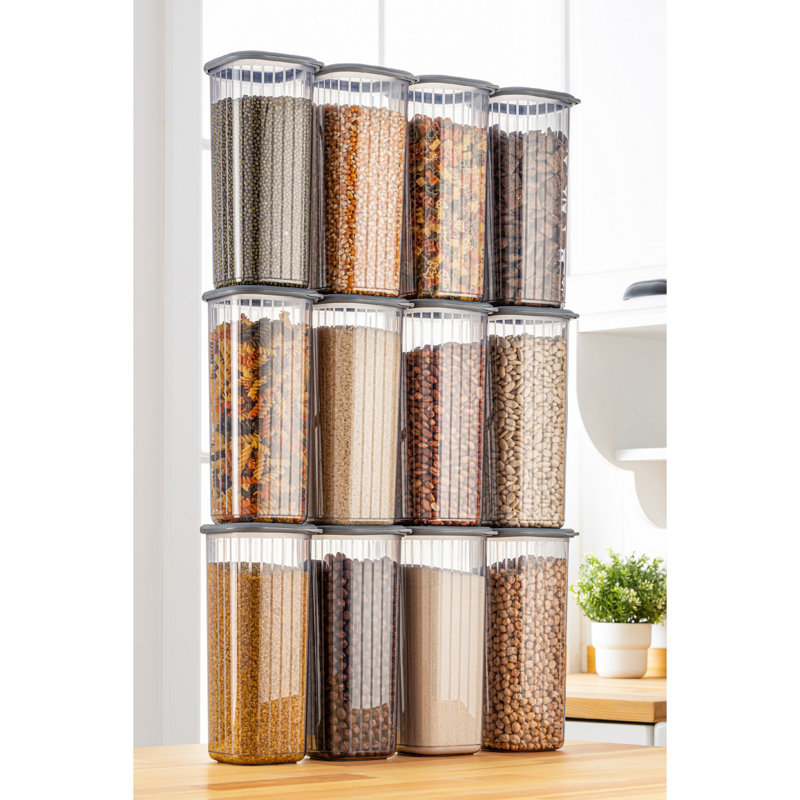 Durable 12-Piece Storage Box Set, Anthracite Color, 3.9 x 3.9 x 9.6 Inches | 100% BPA-Free Plastic, Dishwasher-Safe | Ideal for Organizing Home, Office & Craft Supplies, Space-Saving Design