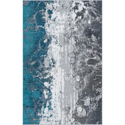 Tapis bleu/gris