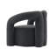 Darian Modern Boucle Upholstered Pine Wood Barrel Chair in Black-1133880074