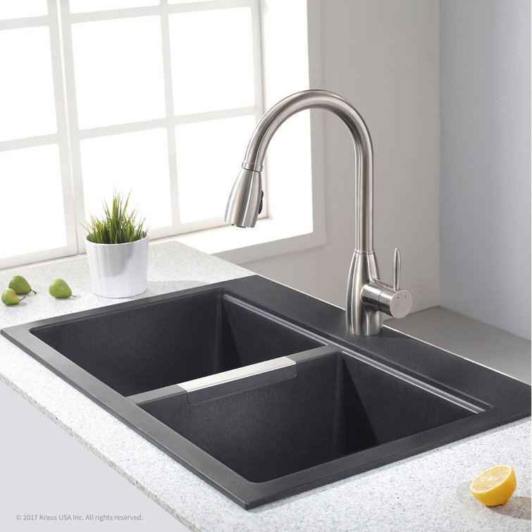 Kraus Quarza 33" L x 22" W Double Basin Drop-In Kitchen Sink With  Accessories  Reviews Wayfair Canada